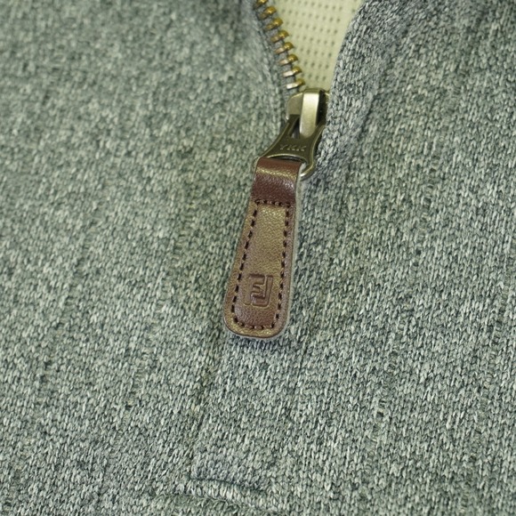 FootJoy Pullover Mens Medium Gray Ribbed Quarter Zip Myrtlewood Embroidery Golf - Picture 4 of 14